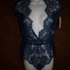 NEW Blue Lace TEDDY SIZE S-M BY TOYARIA Open Tie Back